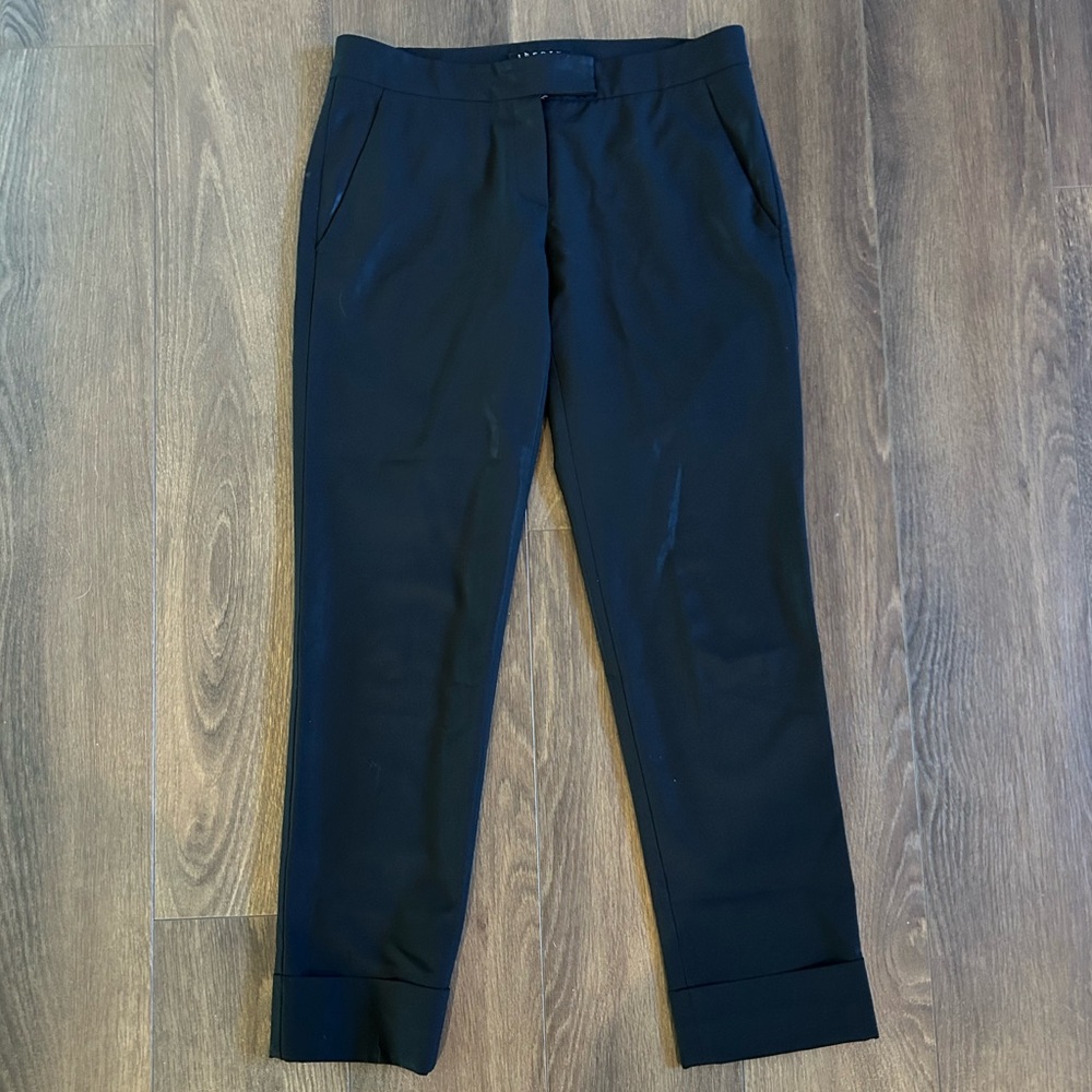 Theory Women's Black Straight Leg Wool blendTrouser Pants Women’s Size 4 cuffed
